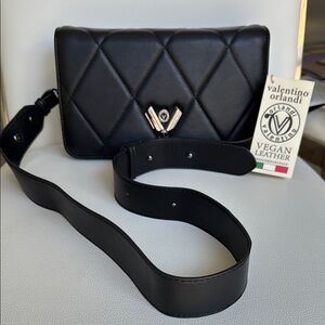 Valentino Orlandi Black Diamond Quilted Crossbody Bag